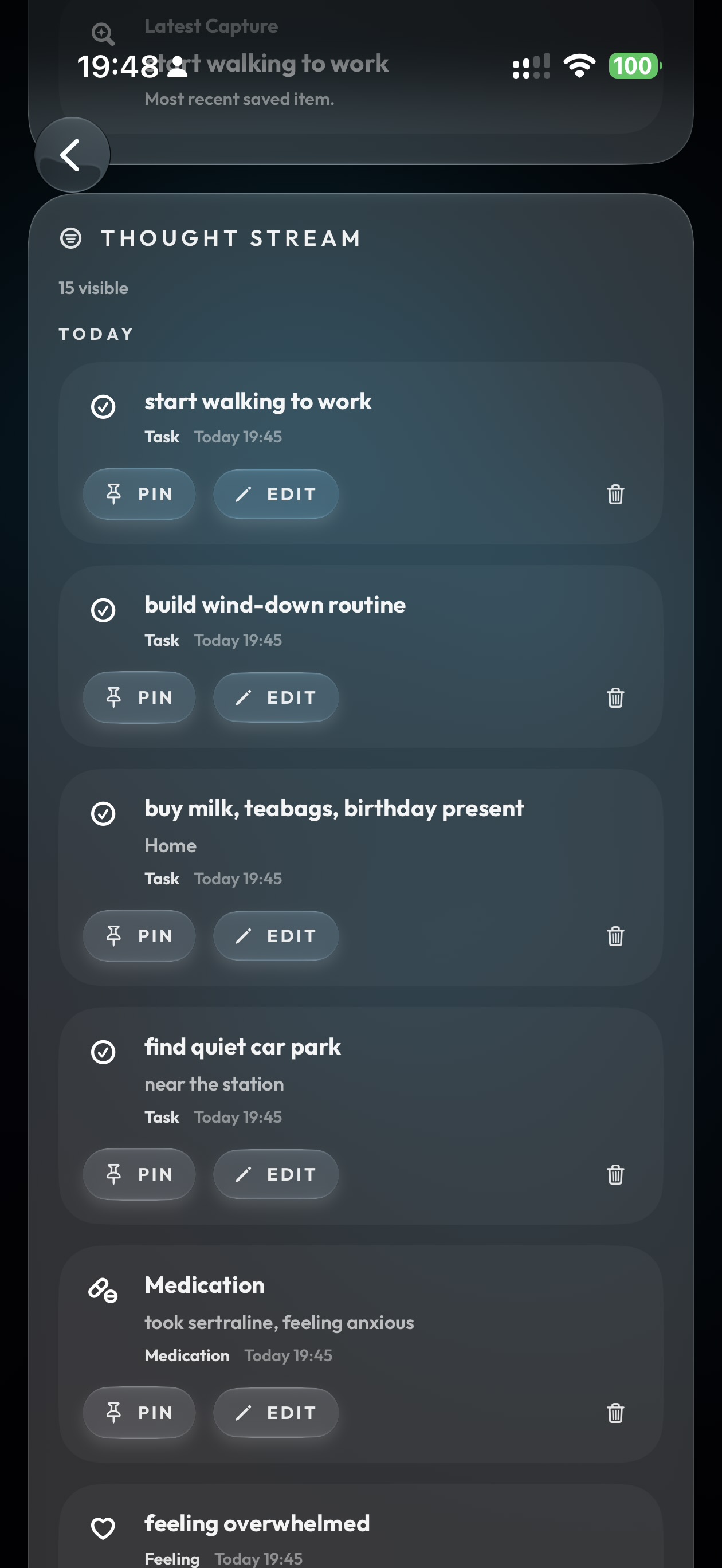 Aethyr Thought Stream on iPhone