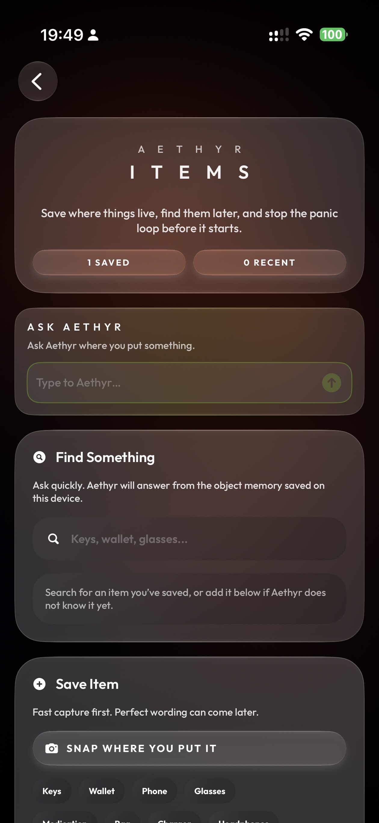 Aethyr Items on iPhone