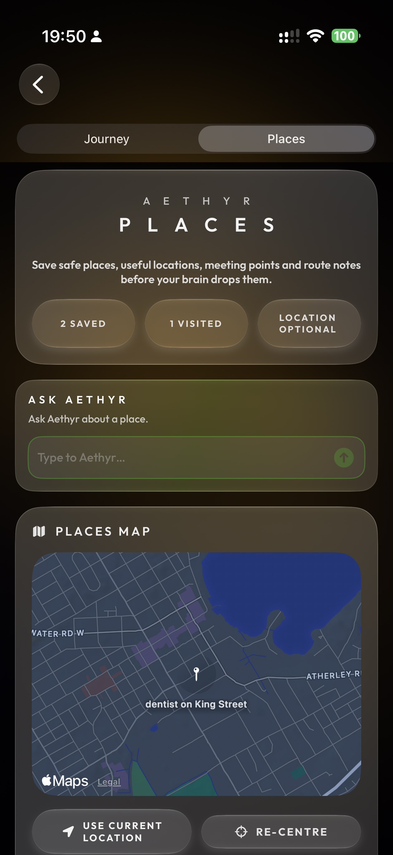 Aethyr Places map on iPhone