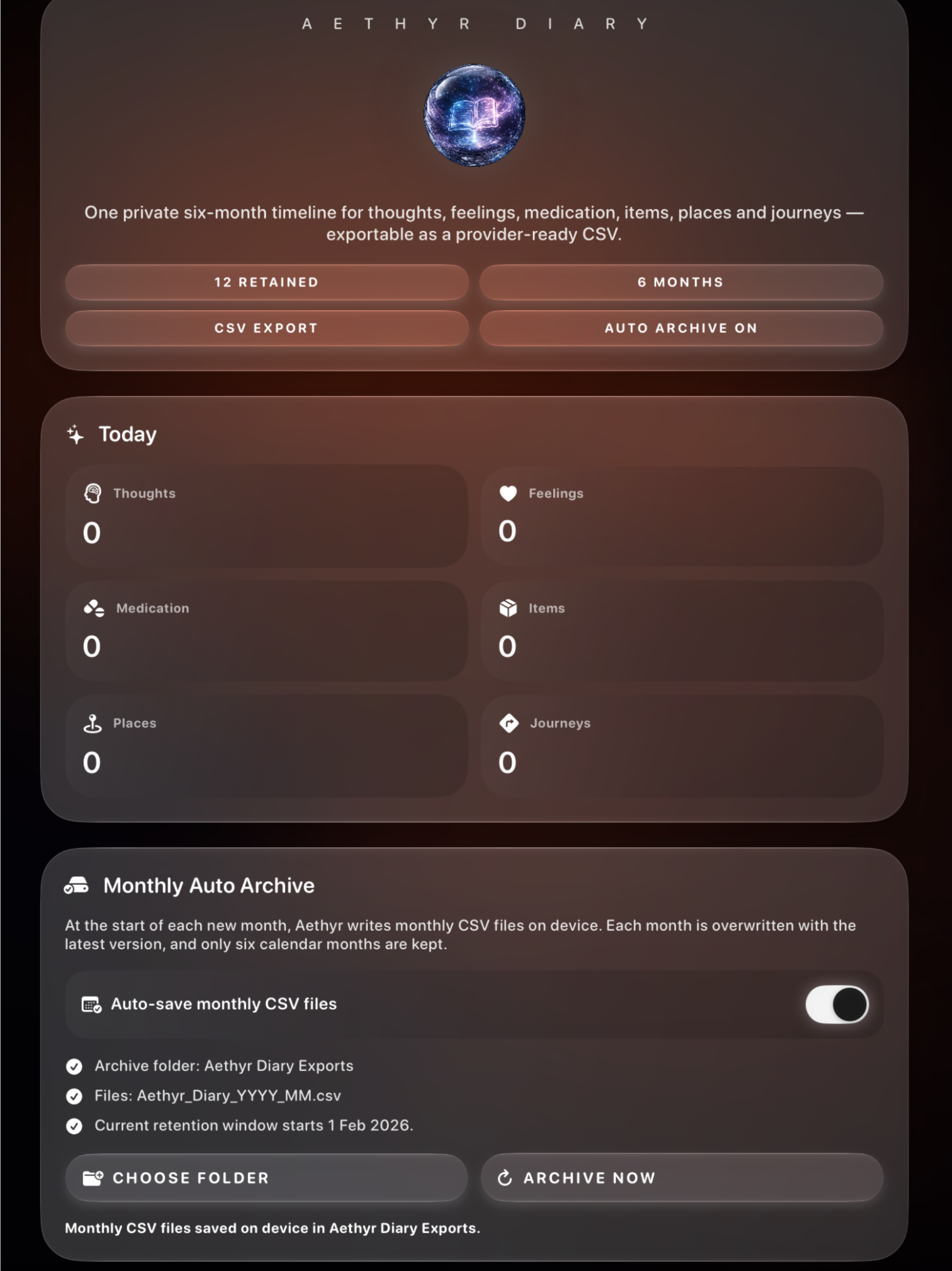 Aethyr Diary on iPad