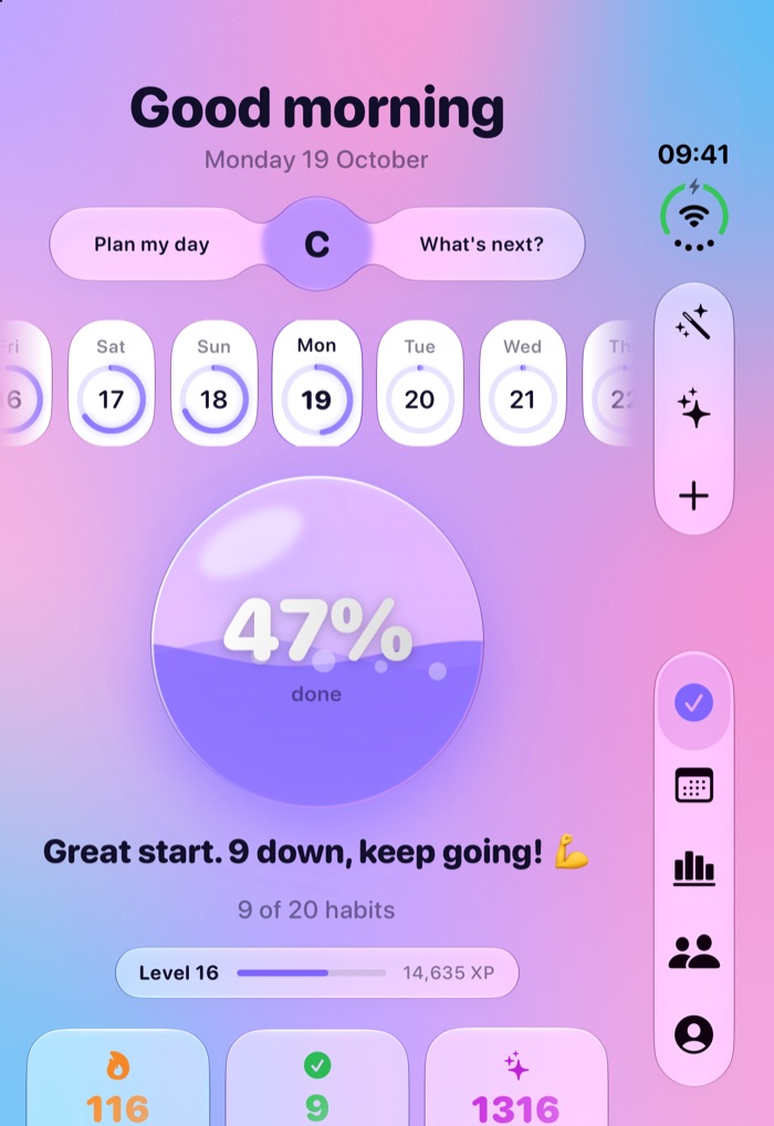 Aethyr Habits Today on the outer screen of iPhone Duo