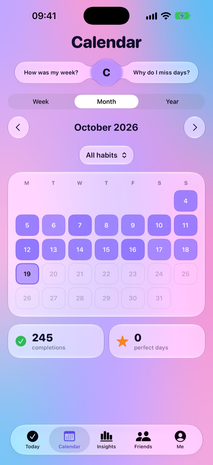 Calendar, month view