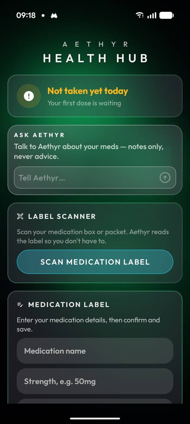 Health Hub on Android — medication tracking